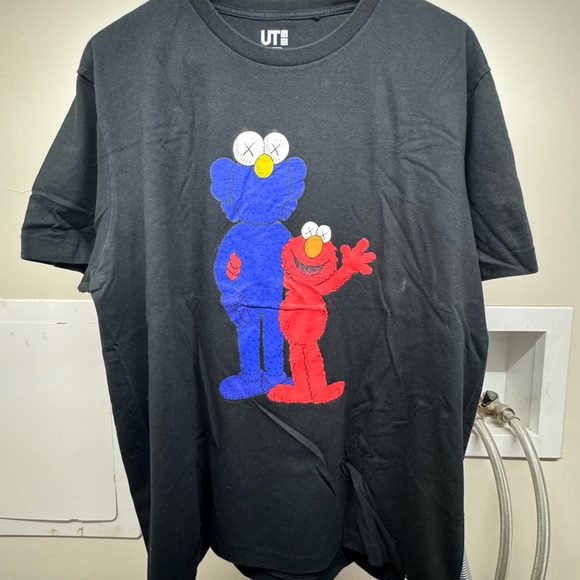KAWS Black Tee with Blue and Red Graphic - Picture 1 of 5